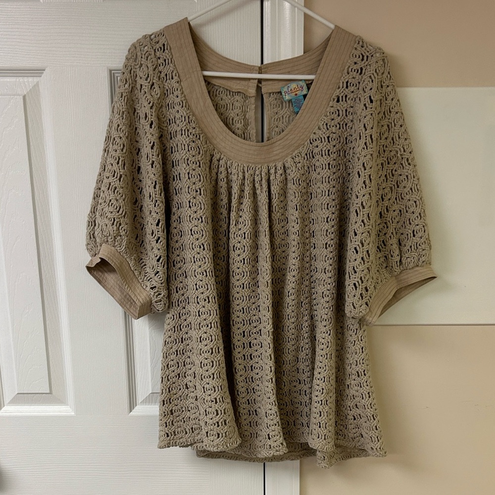 Plenty by Tracy Reese Wool Blend Crochet Knit Top Tunic